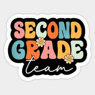 Second Grade Team Retro Groovy Back To School 2Nd Grade Sticker